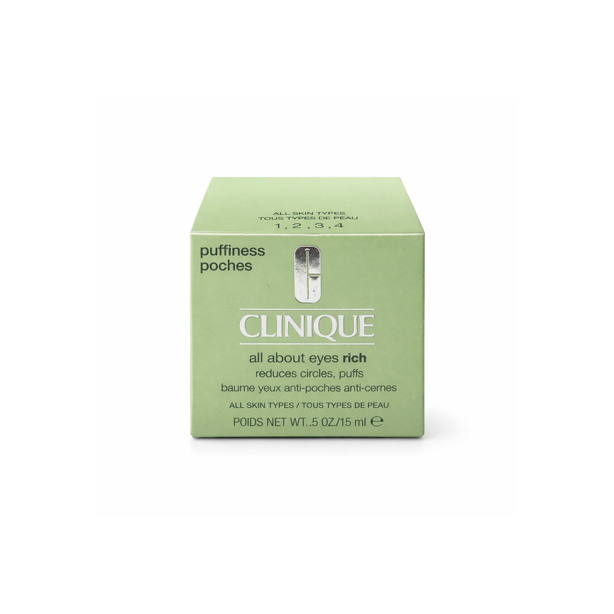 Clinique All About Eyes eye cream jar for dark circles and puffiness, lightweight hydrating under-eye treatment 15ml