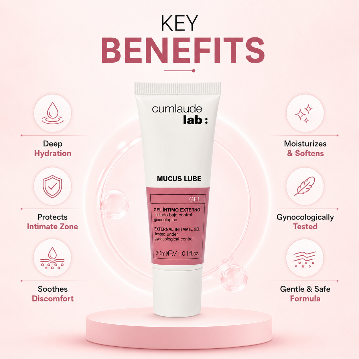 Cumlaude Lab Mucus Lube Intimate Moisturizing Gel 30ml for vaginal dryness relief and sensitive intimate skin care