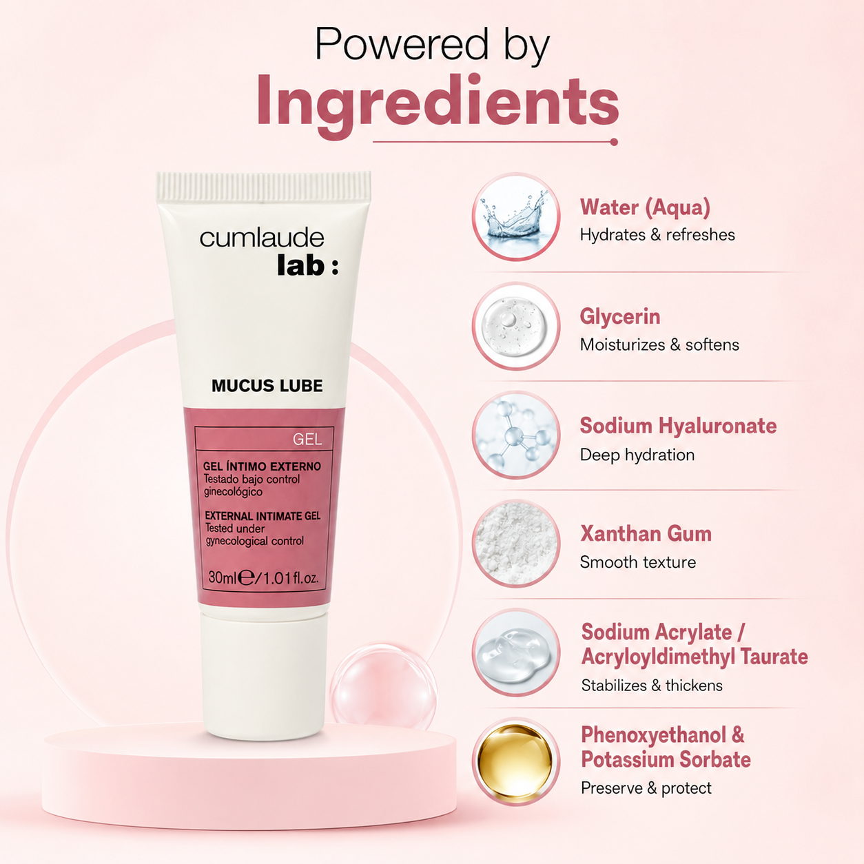Cumlaude Lab Mucus Lube Intimate Moisturizing Gel 30ml for vaginal dryness relief and sensitive intimate skin care