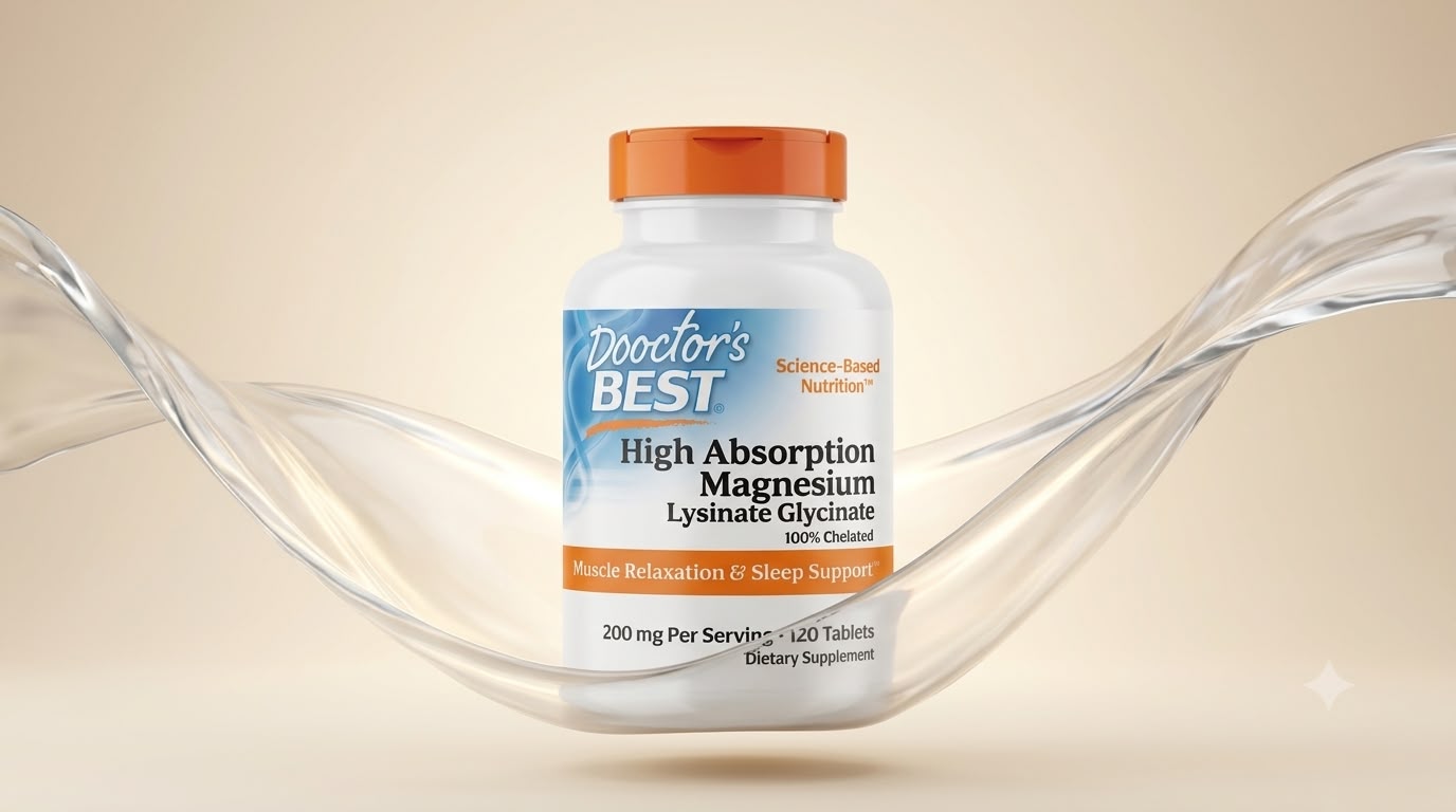 Doctor's Best High Absorption Magnesium Lysinate Glycinate 100% Chelated 120 Tablets magnesium dietary supplement for muscle relaxation and sleep support