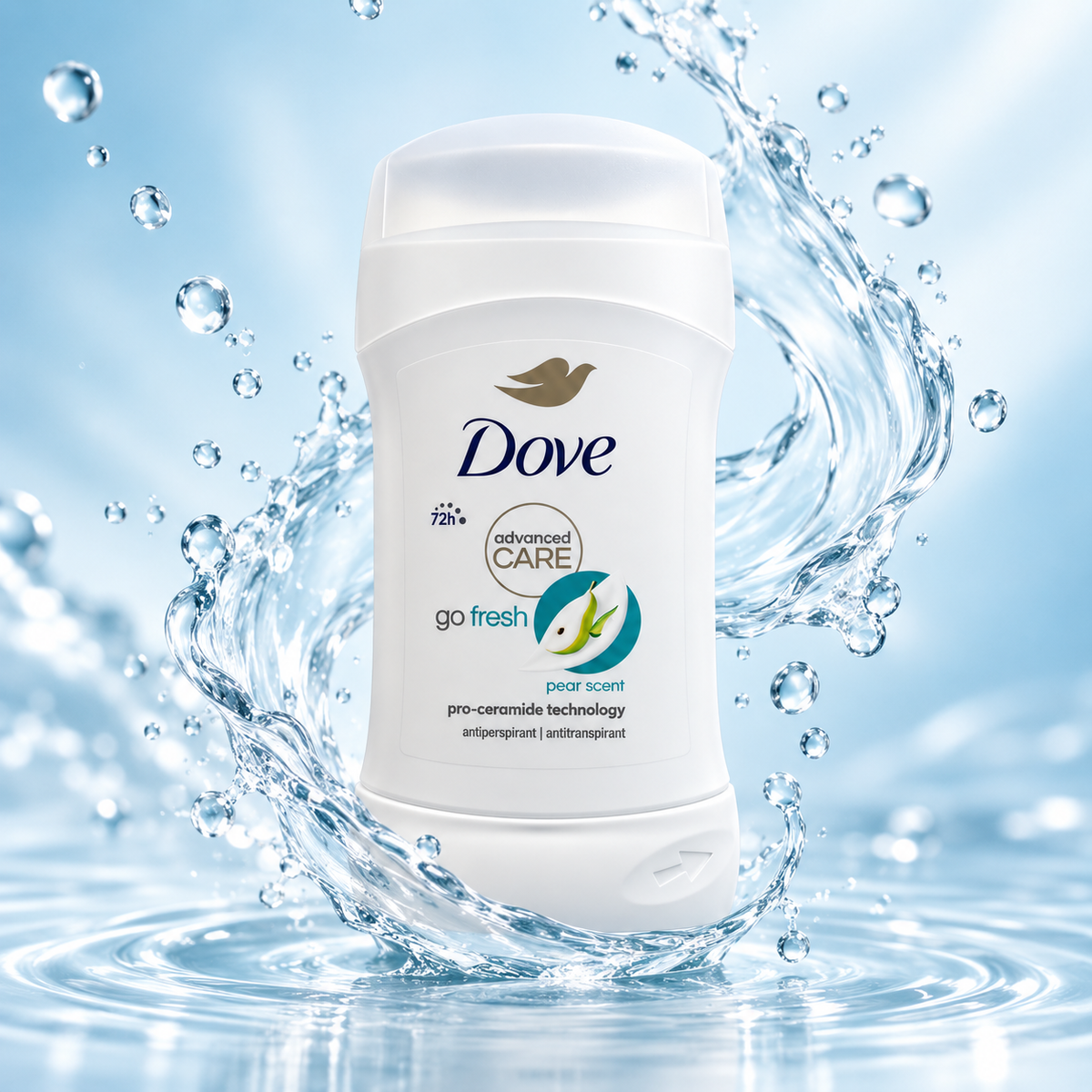 Dove Advanced Care Go Fresh Pear Scent Antiperspirant Stick with 72-hour sweat and odour protection