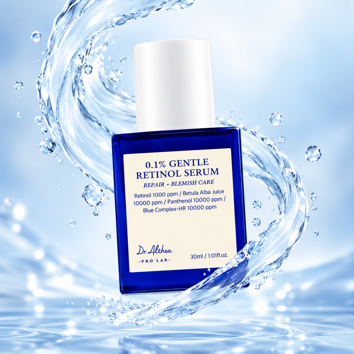 Dr.Althea 0.1% Gentle Retinol Serum 30ml, retinol face serum for blemish care and skin renewal