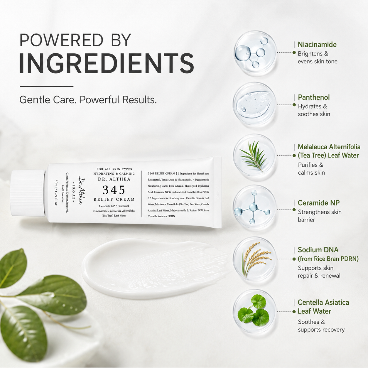 Dr. Althea 345 Relief Cream facial barrier repair cream 50ml tube providing deep hydration and soothing care for sensitive skin