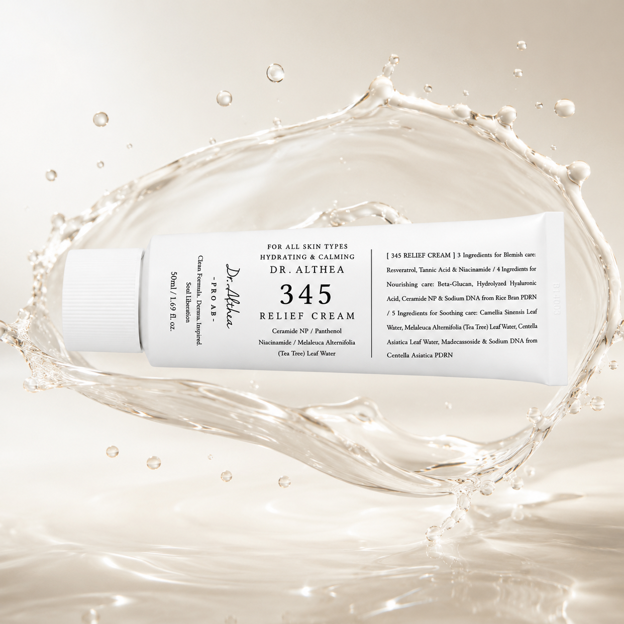 Dr. Althea 345 Relief Cream facial barrier repair cream 50ml tube providing deep hydration and soothing care for sensitive skin