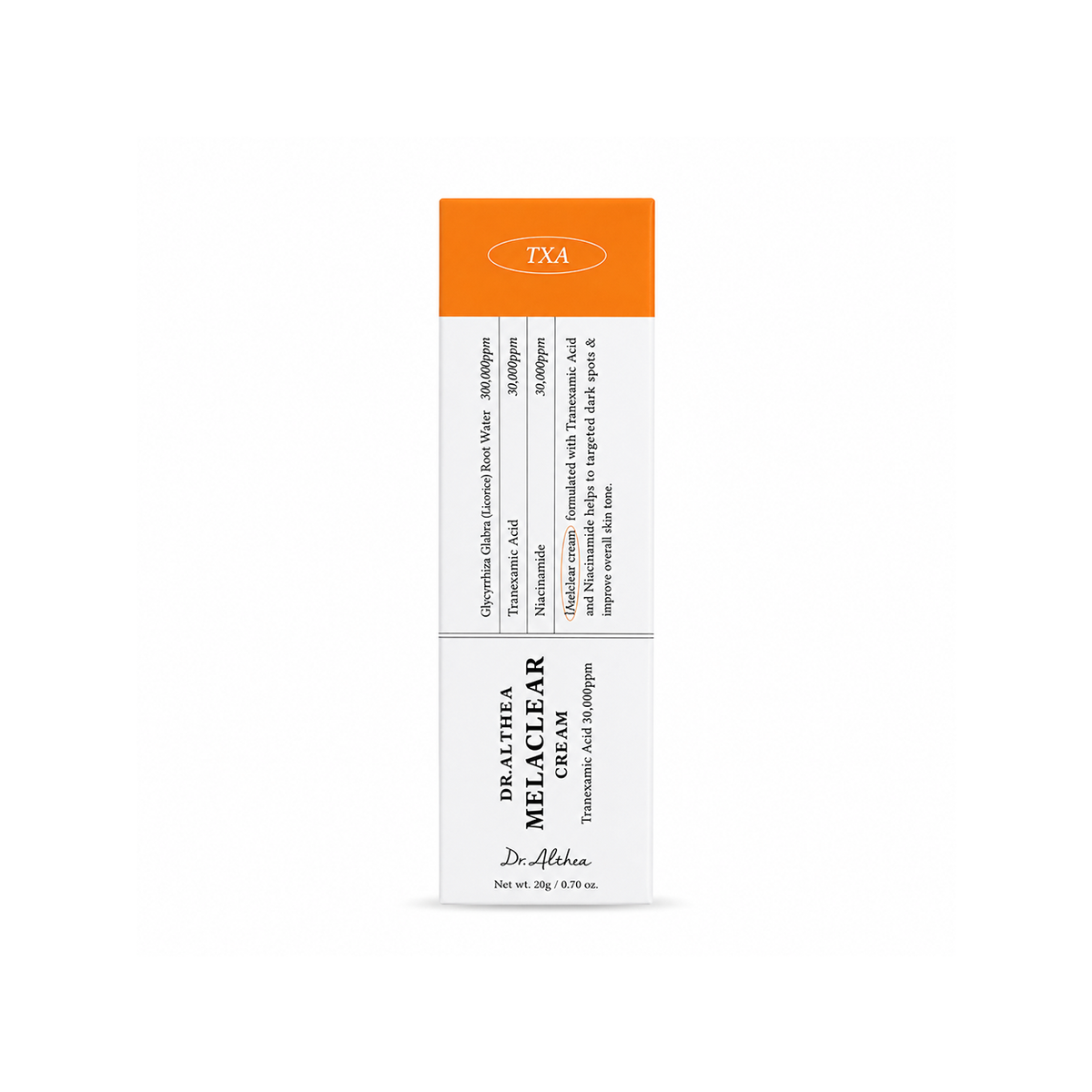 Dr. Althea Melaclear Cream dark spot treatment with Tranexamic Acid and Niacinamide, 20g for uneven skin tone