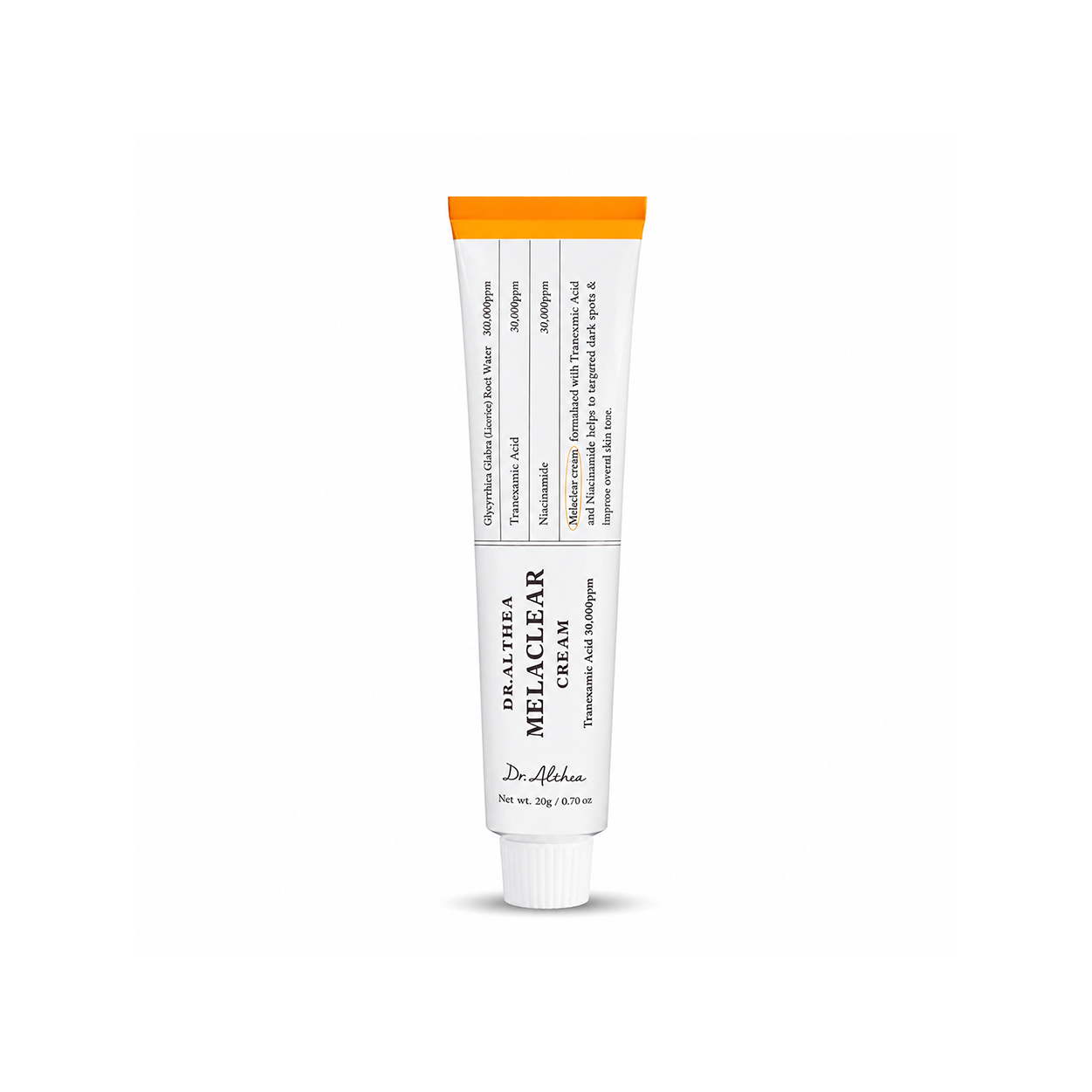 Dr. Althea Melaclear Cream dark spot treatment with Tranexamic Acid and Niacinamide, 20g for uneven skin tone
