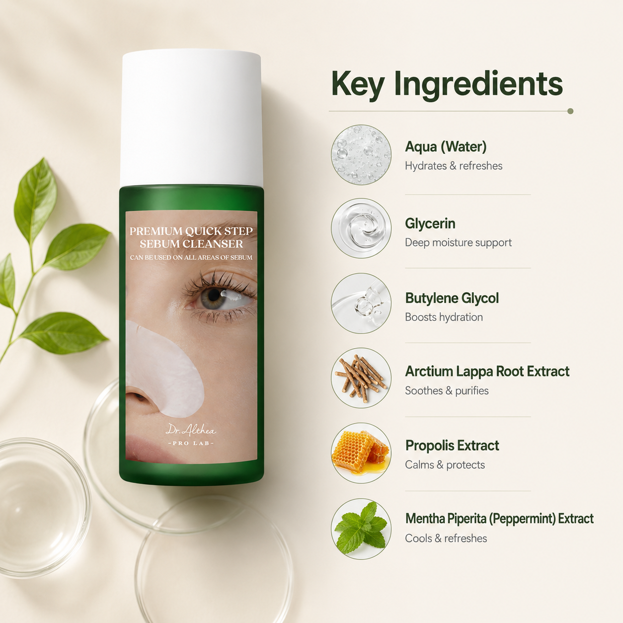Dr. Althea Premium Quick Step Sebum Cleanser 100ml, sebum cleanser for excess oil and oily skin