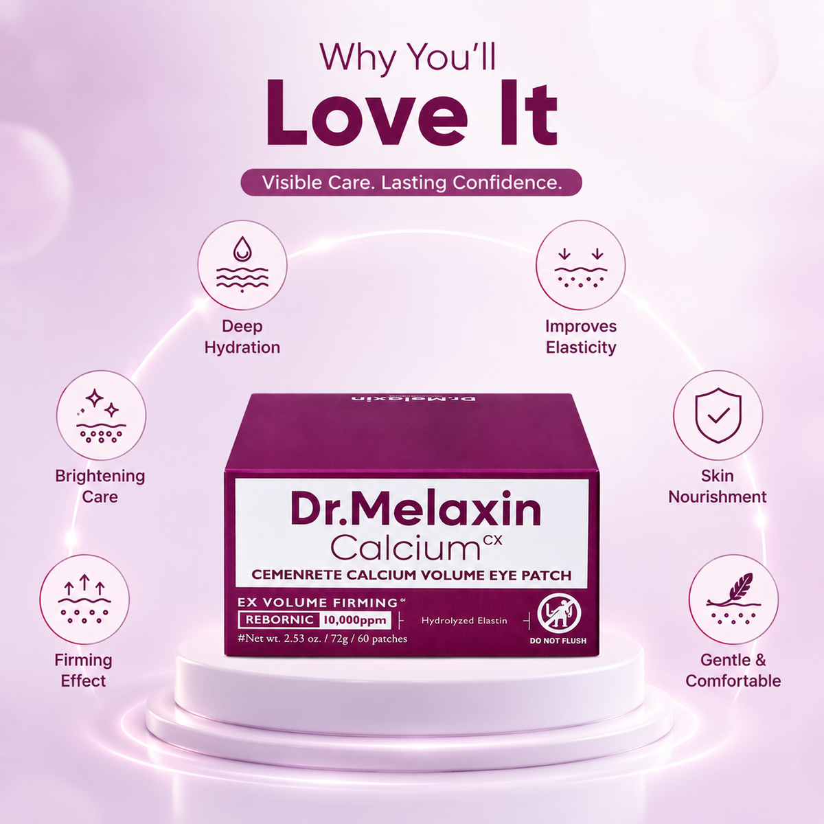 Dr.Melaxin Calcium CX Cemenrete Calcium Volume Eye Patch hydrogel eye patches 60 patches for firmer, hydrated under-eye skin
