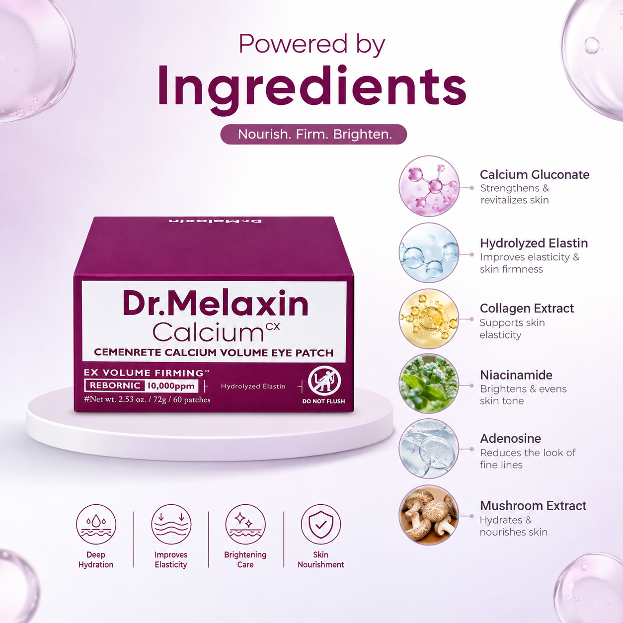 Dr.Melaxin Calcium CX Cemenrete Calcium Volume Eye Patch hydrogel eye patches 60 patches for firmer, hydrated under-eye skin