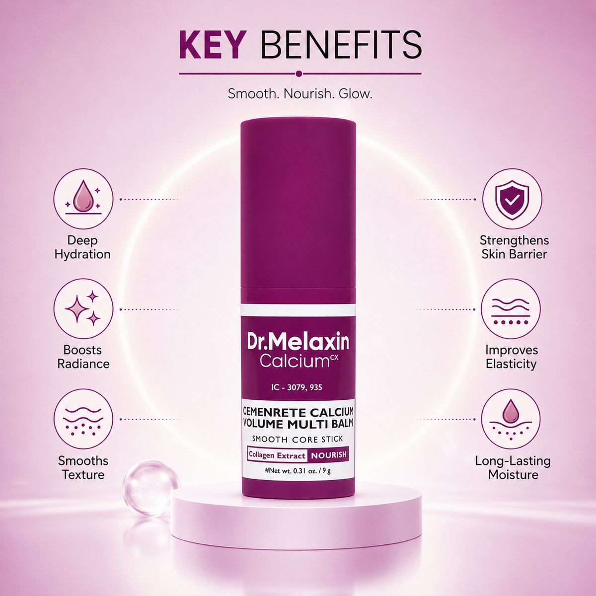 Dr.Melaxin Calcium CX Cemenrete Calcium Volume Multi Balm Smooth Core Stick 9g moisturizing balm stick for deep hydration and firmer-looking skin
