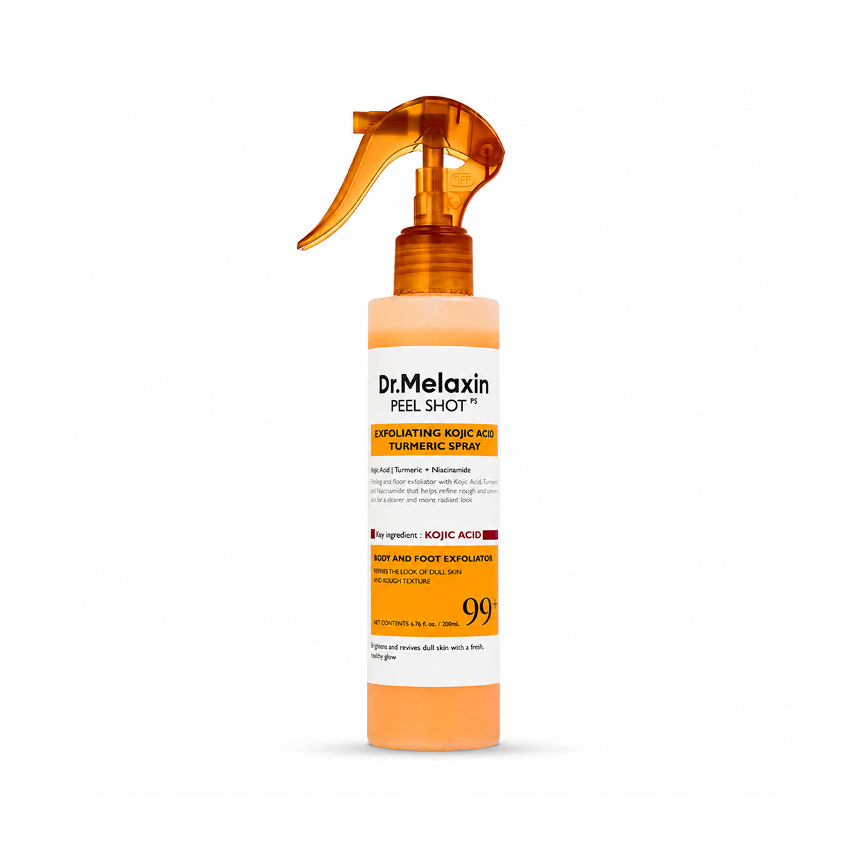 Dr.Melaxin Peel Shot PS Exfoliating Kojic Acid Turmeric Spray 200ml body exfoliating spray for smoother, brighter-looking skin texture.