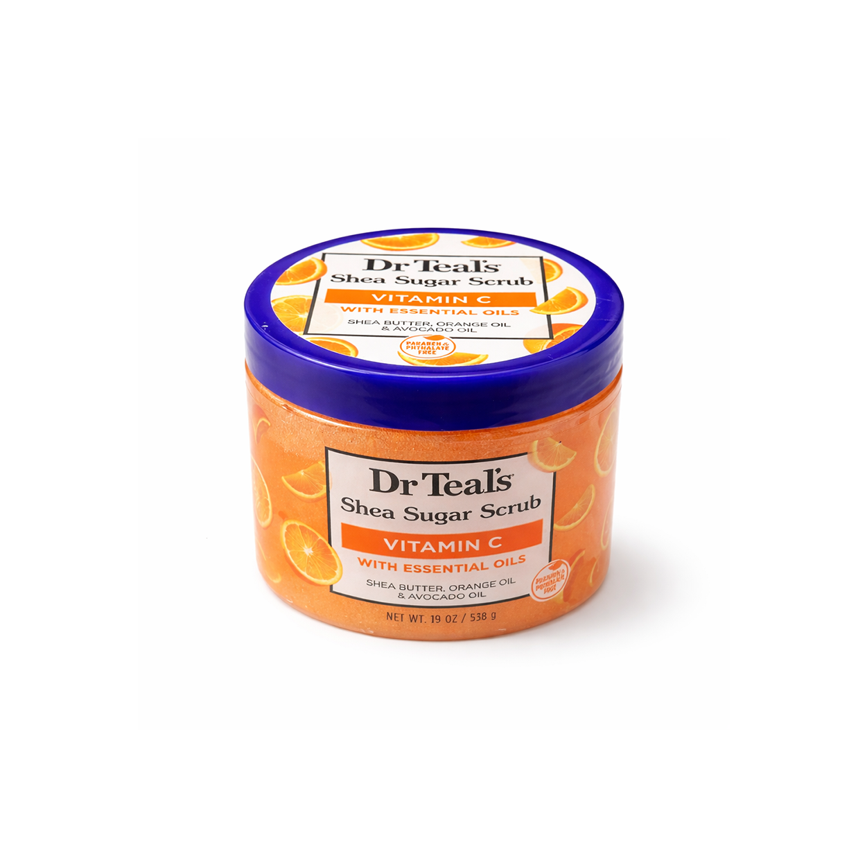 Dr Teal’s Shea Sugar Scrub Vitamin C body scrub 538g jar for exfoliating and brightening skin with essential oils