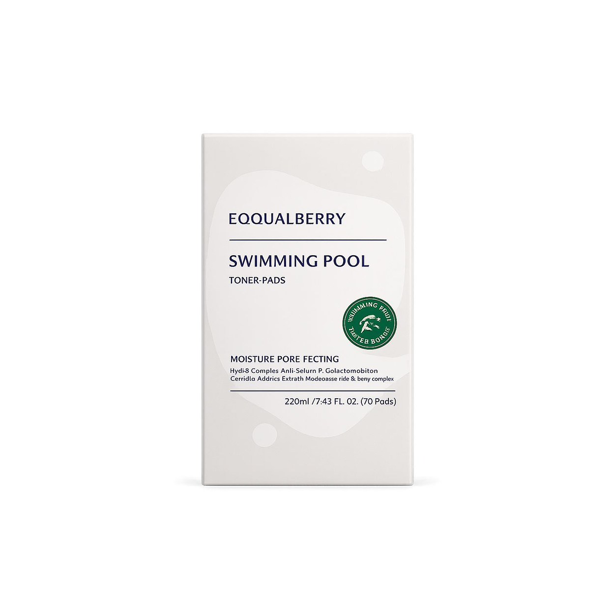 EQQUALBERRY Swimming Pool Toner Pads Moisture Pore-Fecting Toner Pads 220ml (70 Pads) for gentle exfoliation, hydration, and pore care.
