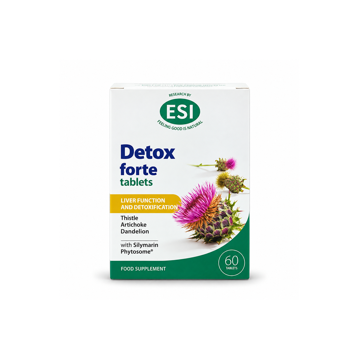ESI Detox forte tablets food supplement 60 tablets for liver function and detoxification support
