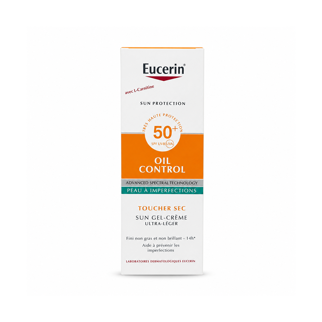 Eucerin Sun Protection Oil Control Dry Touch Sun Gel-Crème SPF50+ sunscreen 50ml for oily acne-prone skin with shine control and UV protection.