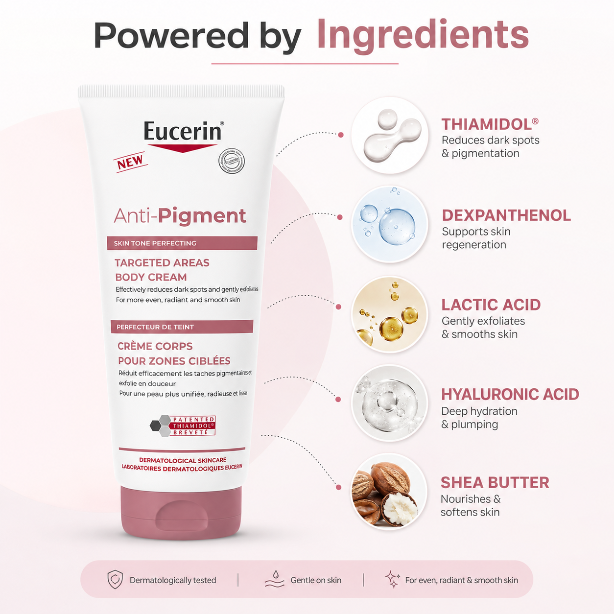Eucerin Anti-Pigment Targeted Areas Body Cream 200ml for reducing dark spots and improving uneven skin tone on body areas