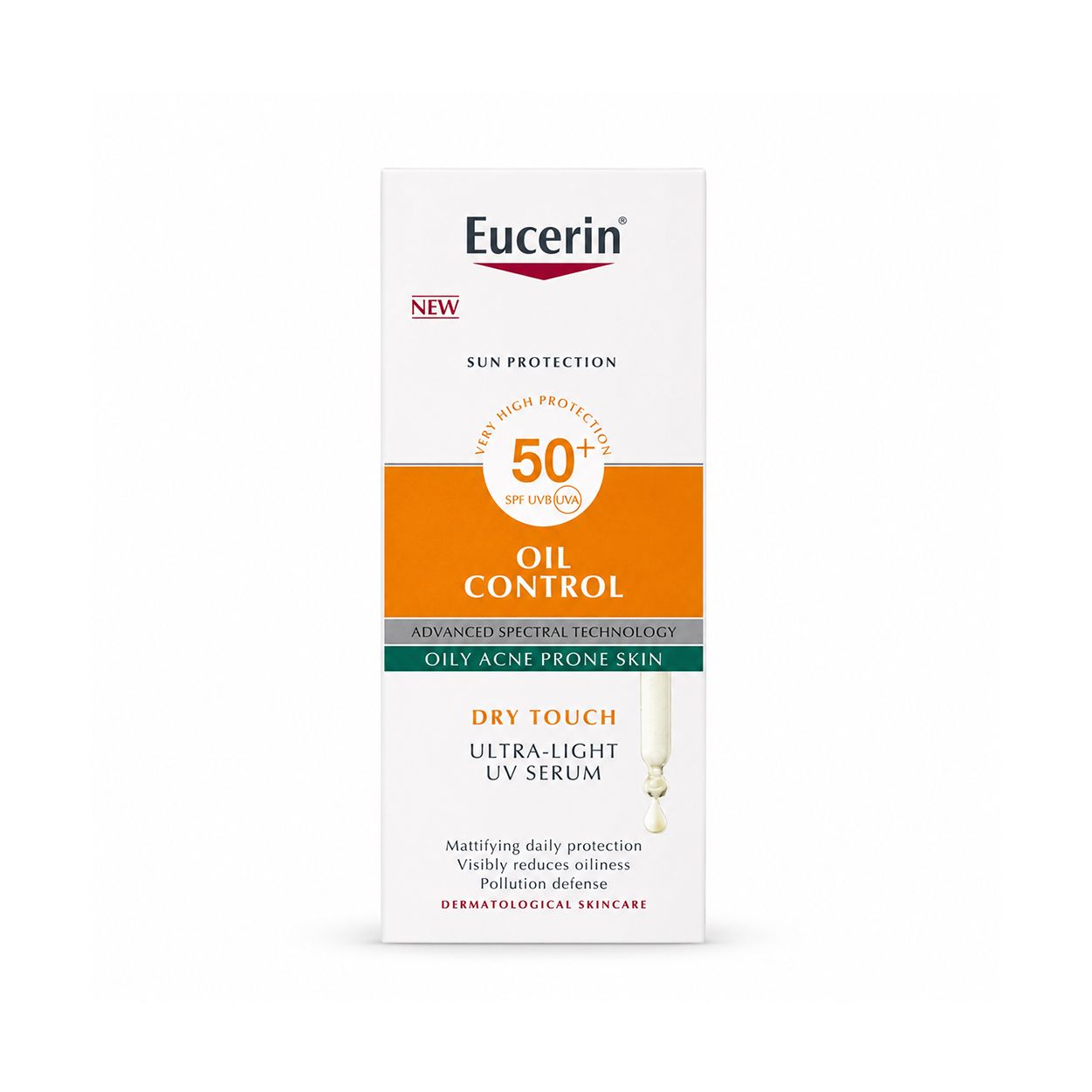 Eucerin Oil Control Ultra-Light UV Serum SPF50+ 30ml sunscreen serum for oily acne-prone skin with lightweight shine control and UV protection.