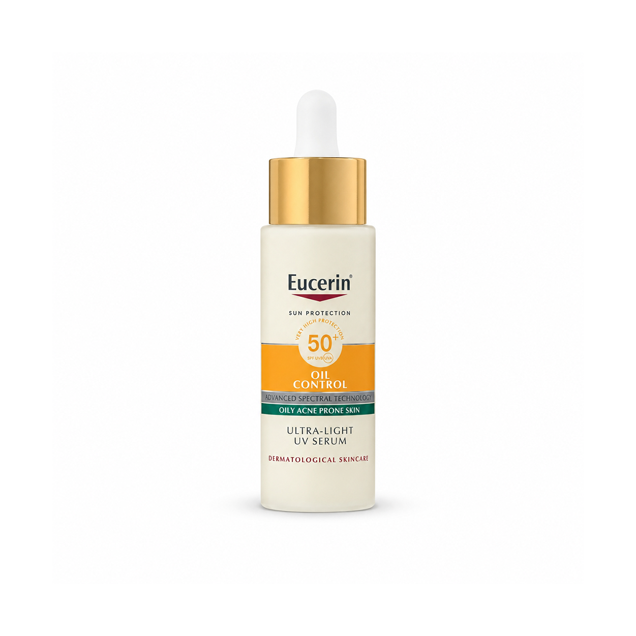 Eucerin Oil Control Ultra-Light UV Serum SPF50+ 30ml sunscreen serum for oily acne-prone skin with lightweight shine control and UV protection.
