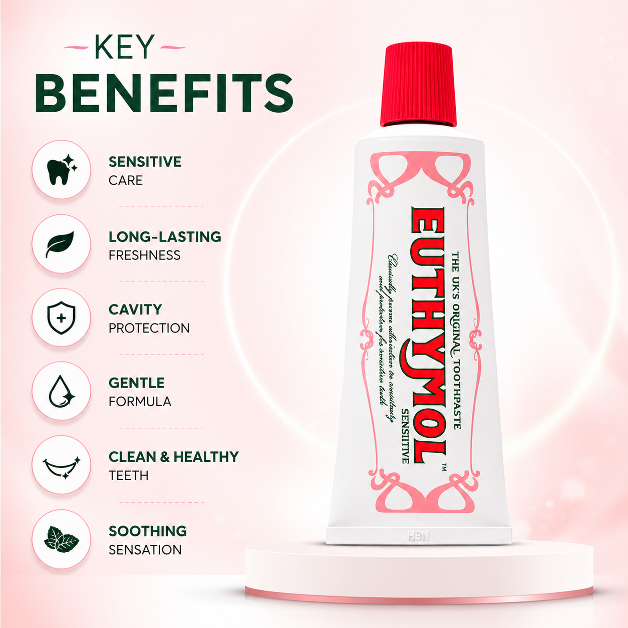 Euthymol Sensitive Toothpaste 75ml fluoride toothpaste for sensitive teeth with enamel protection and fresh breath care