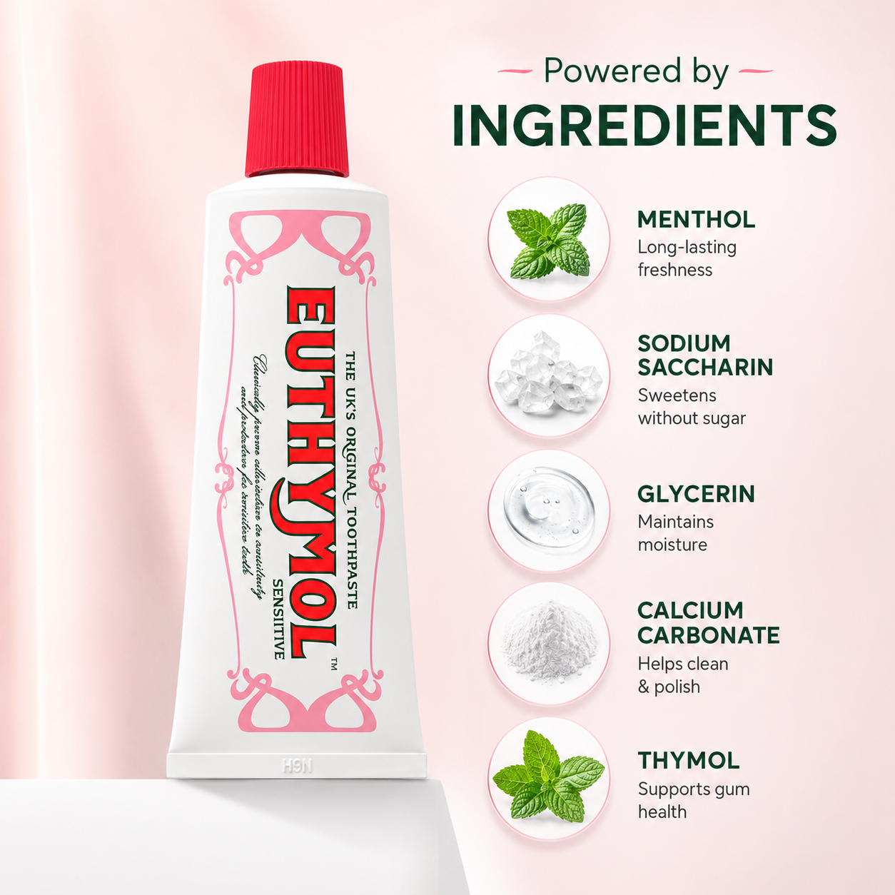 Euthymol Sensitive Toothpaste 75ml fluoride toothpaste for sensitive teeth with enamel protection and fresh breath care