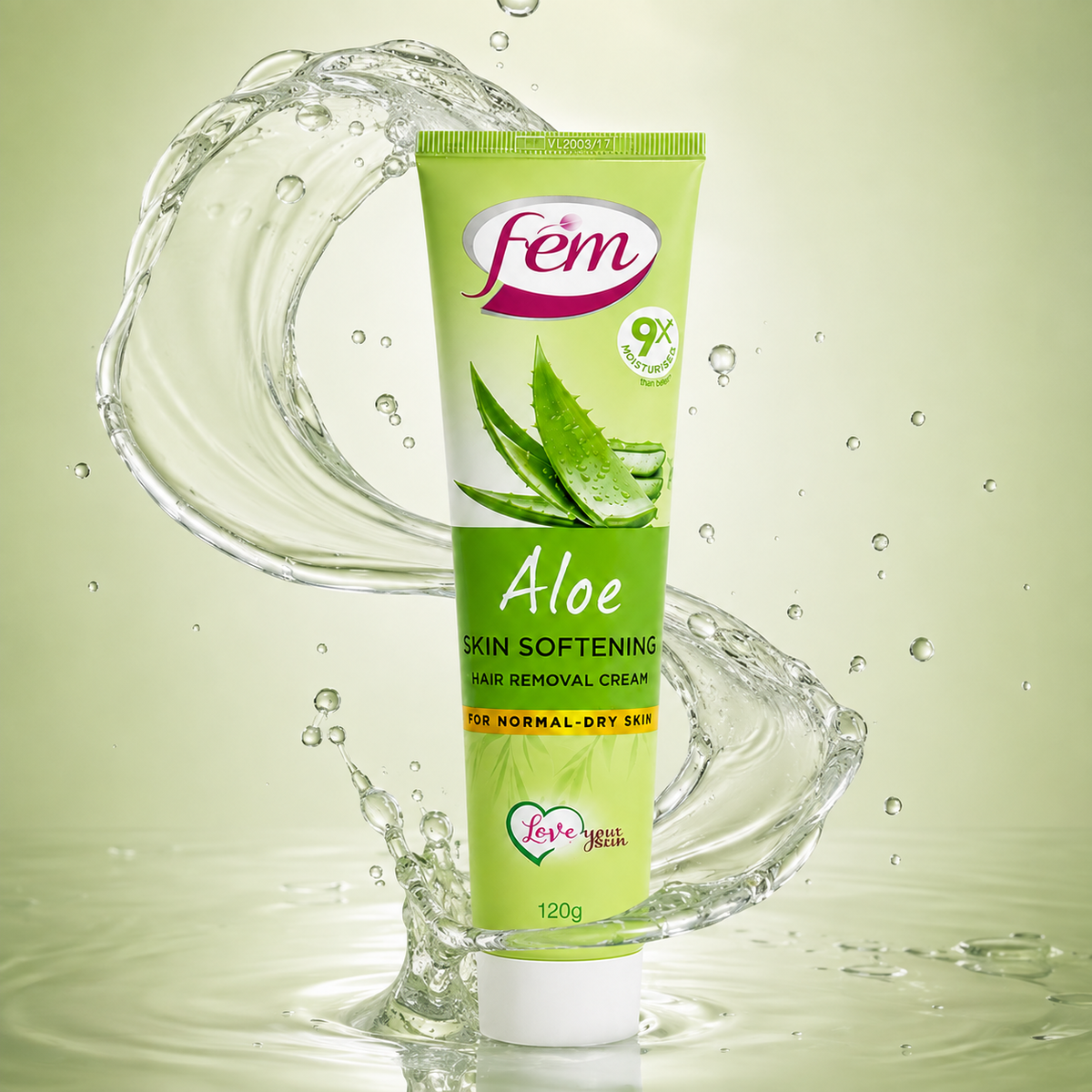 Fem Aloe Skin Softening Hair Removal Cream For Normal-Dry Skin 120g, aloe hair remover for softer-feeling skin