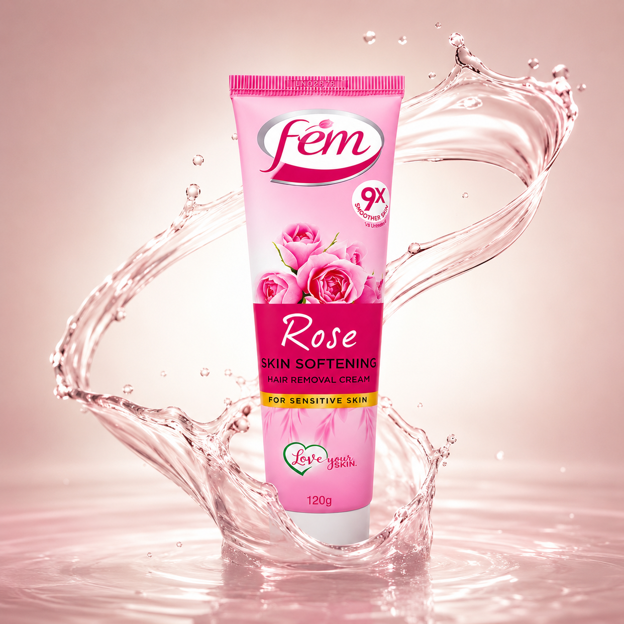 Fem Rose Skin Softening Hair Removal Cream For Sensitive Skin 120g, hair removal cream for softer, smoother-feeling skin