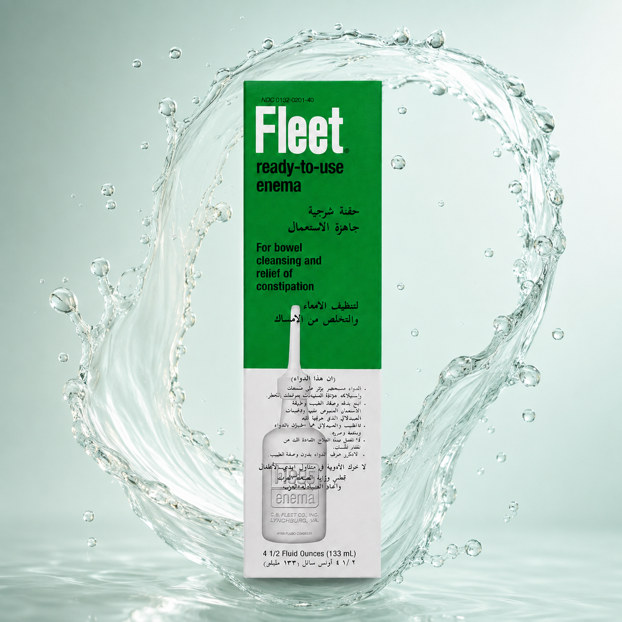 Fleet Ready-To-Use Enema 133ml ready-to-use rectal enema for fast constipation relief and effective lower bowel cleansing.