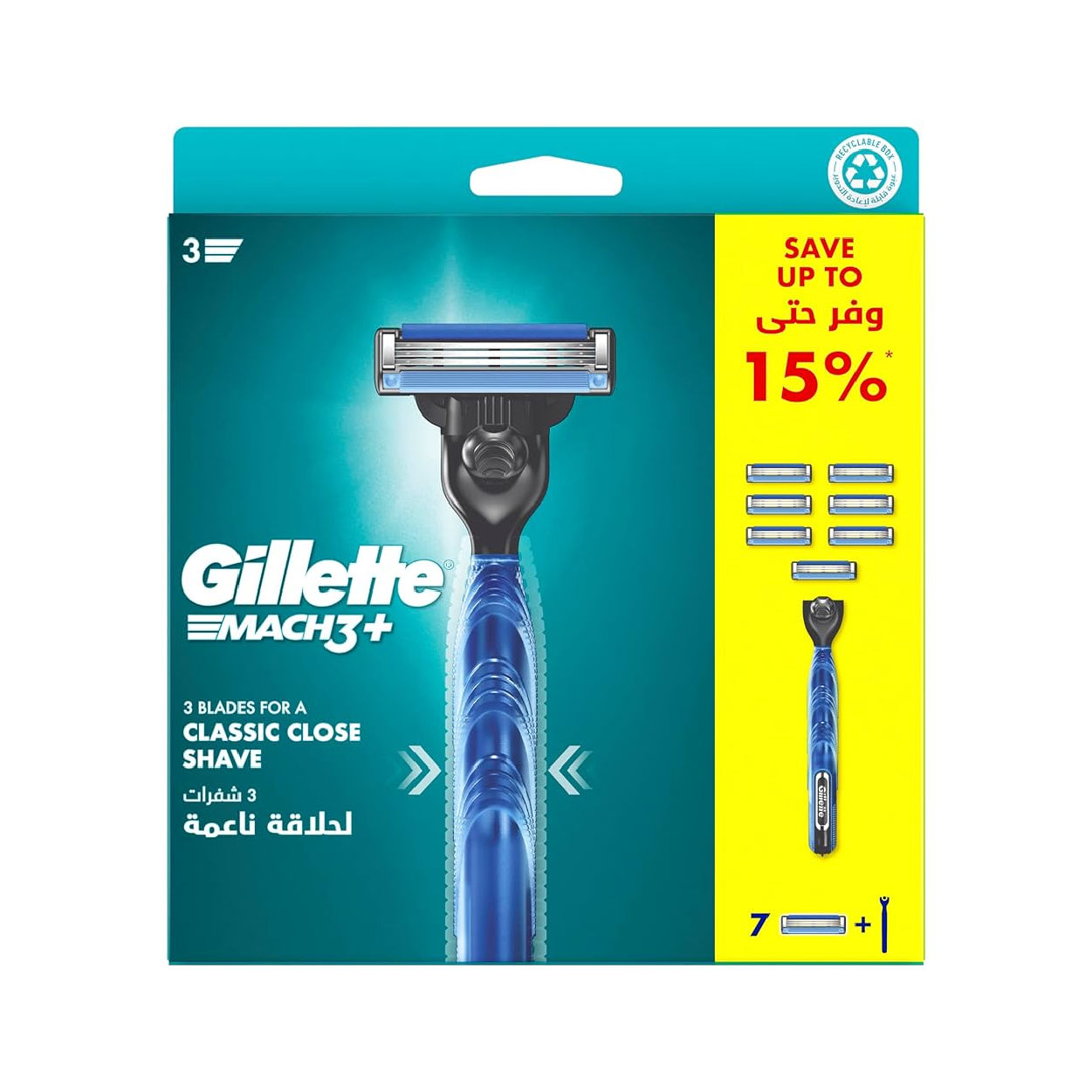 Gillette M3 Plus H+7 Blades Classic Close Shave