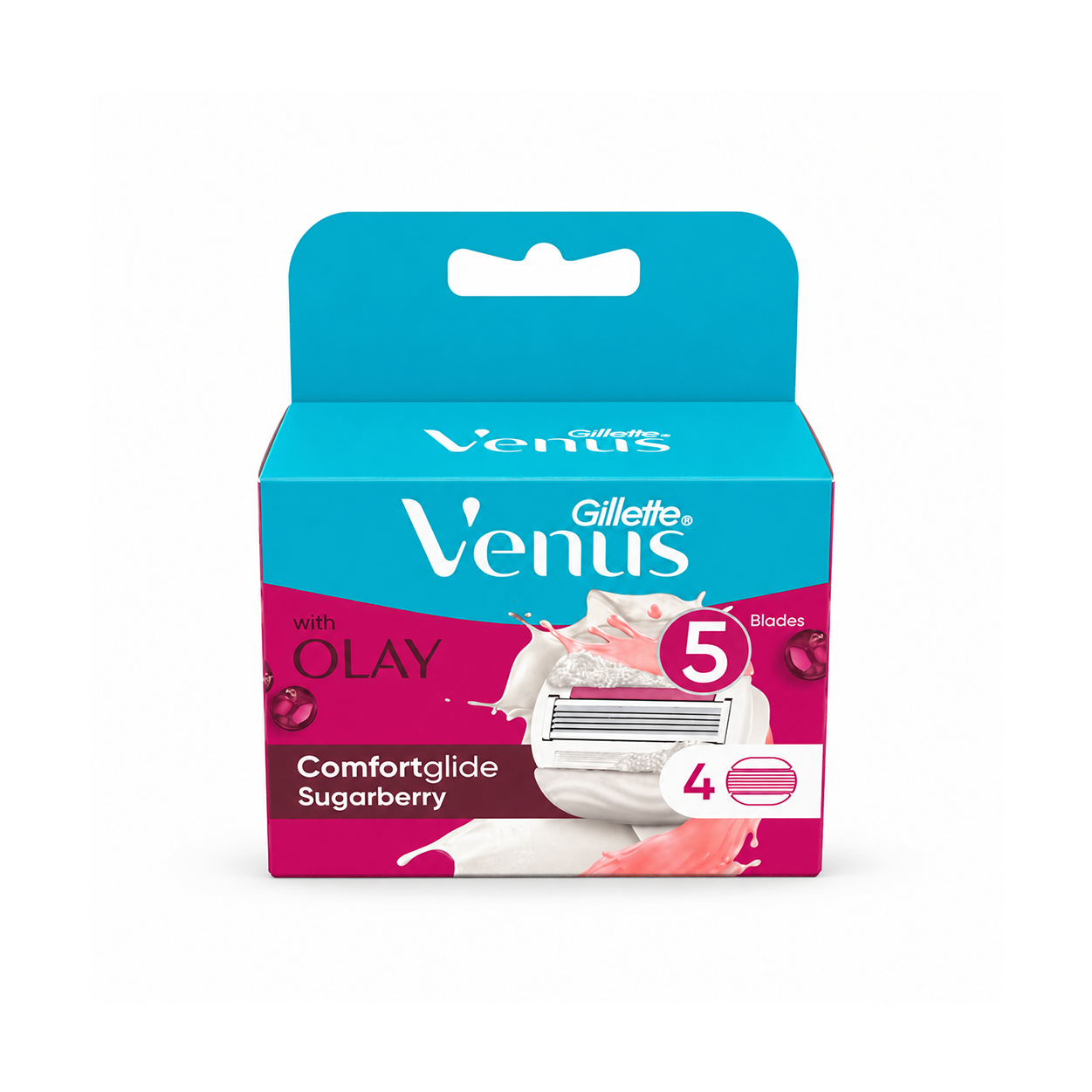 Gillette Venus Comfortglide Sugarberry women’s razor blade refills 4 cartridges for smooth and comfortable shaving
