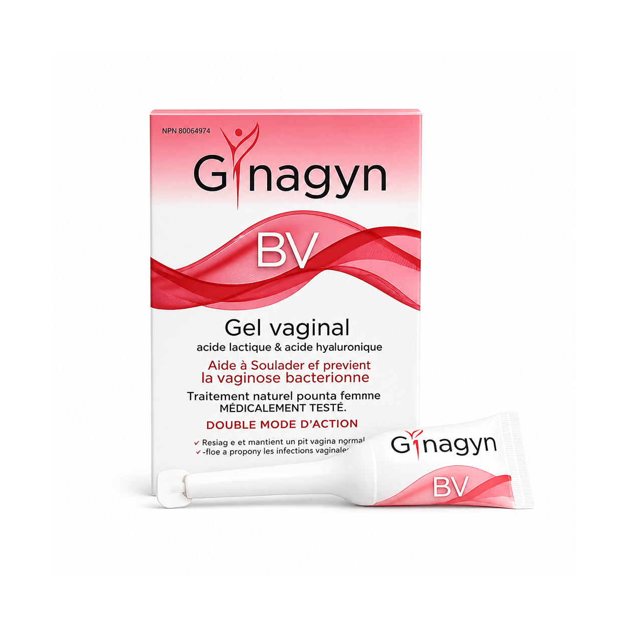 Ginagyn BV Gel Vaginal with lactic acid and hyaluronic acid vaginal gel designed to help restore healthy vaginal pH balance.