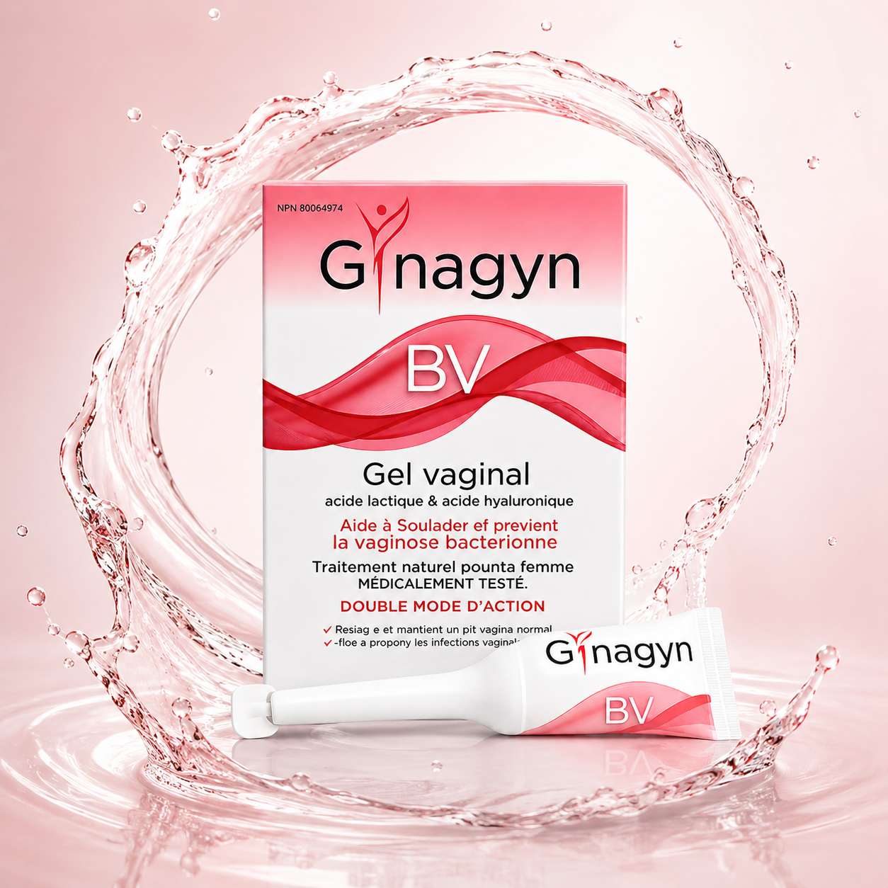 Ginagyn BV Gel Vaginal with lactic acid and hyaluronic acid vaginal gel designed to help restore healthy vaginal pH balance.