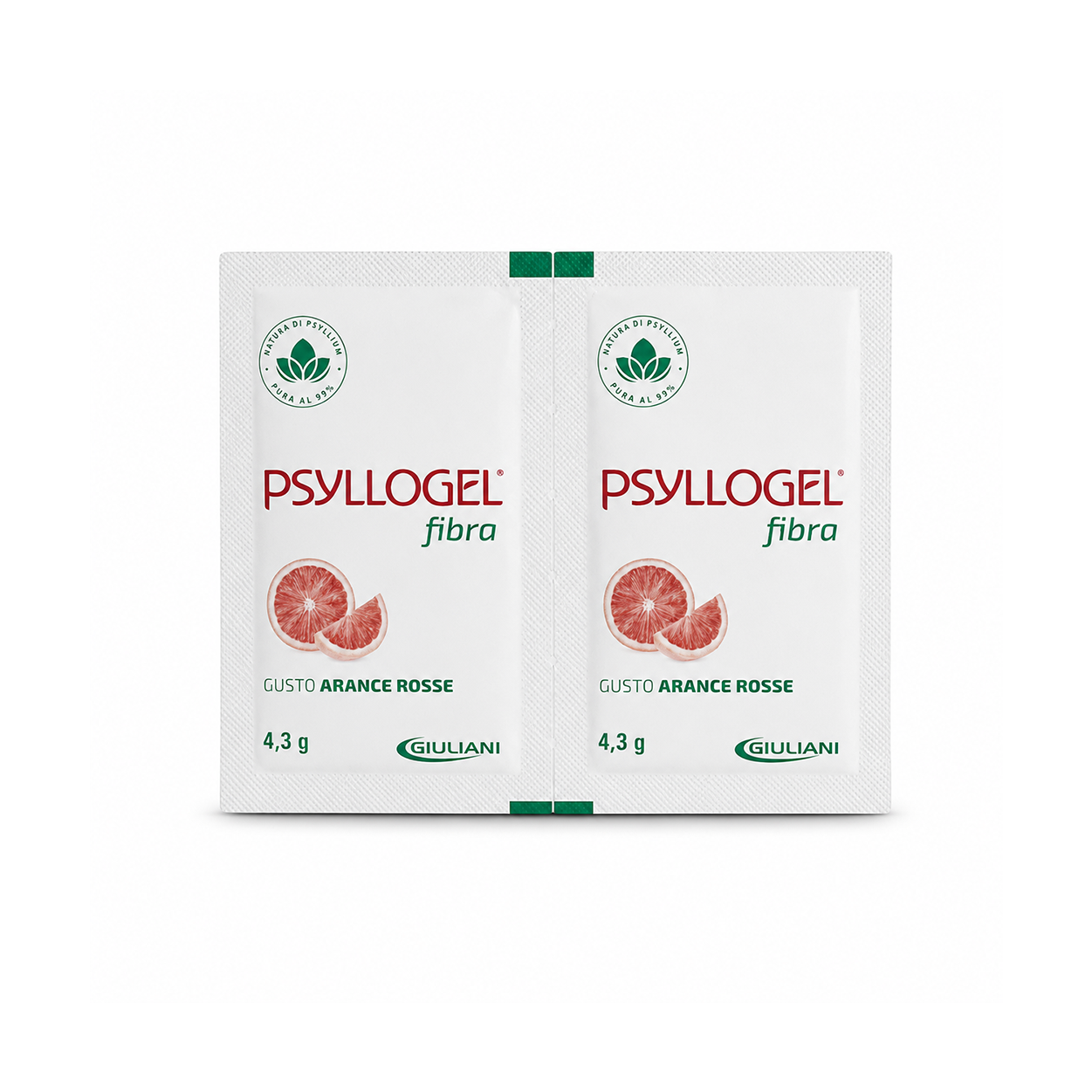 Giuliani PSYLLOGEL Fibra Blood Oranges 20 Sachets fiber supplement with 99% psyllium fibre for bowel regularity and digestive support.
