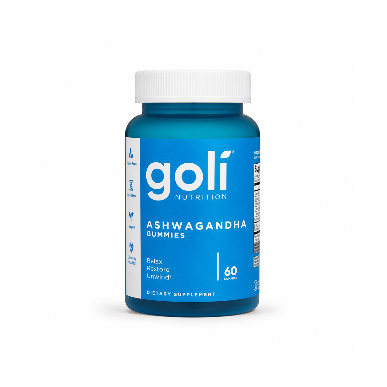 Goli Nutrition Ashwagandha Gummies dietary supplement 60 gummies bottle supporting daily stress relief and relaxation