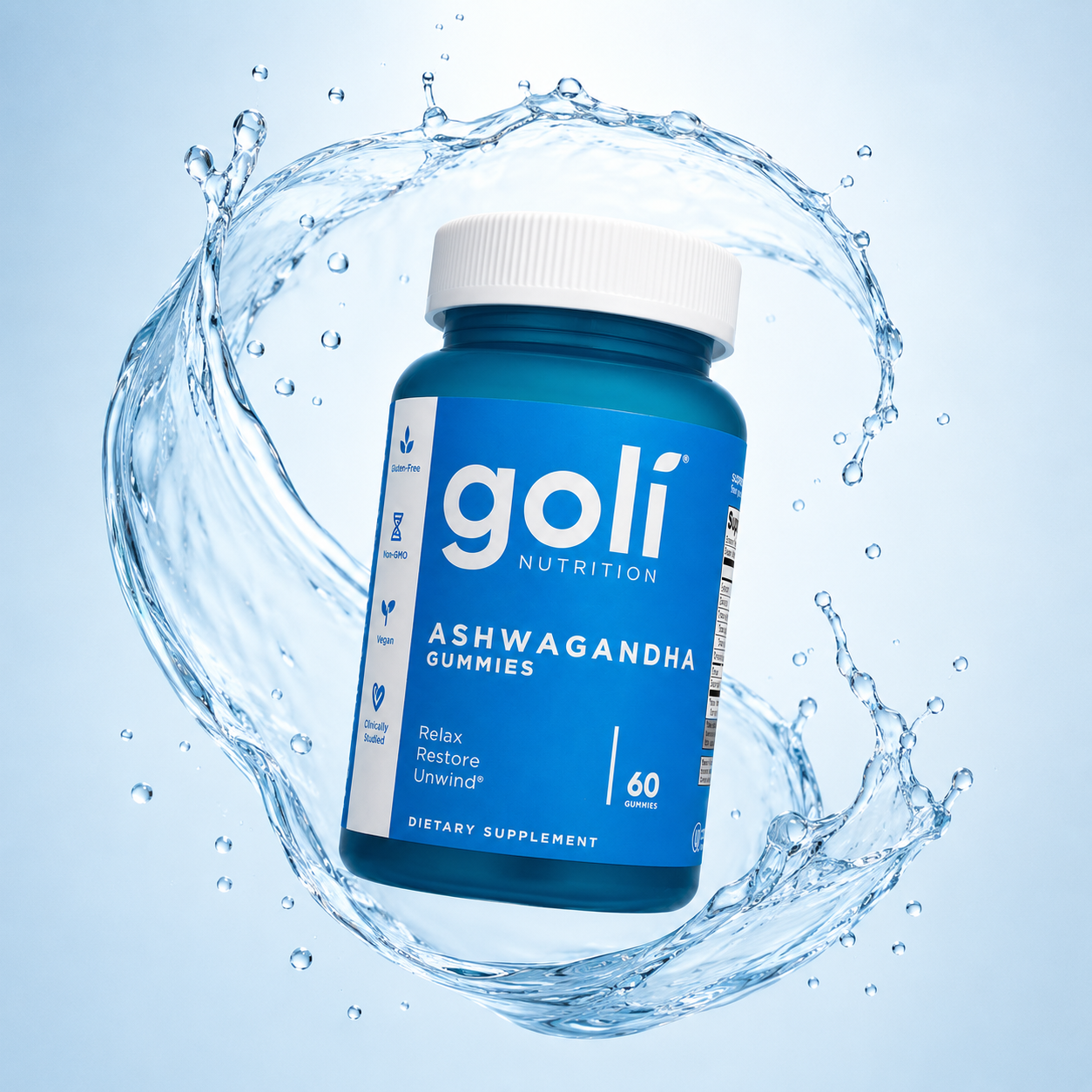Goli Nutrition Ashwagandha Gummies dietary supplement 60 gummies bottle supporting daily stress relief and relaxation