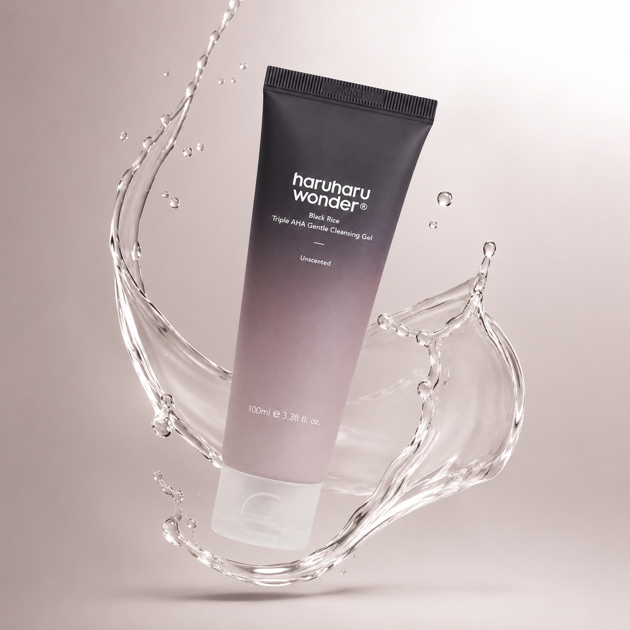 Haruharu Wonder Black Rice Triple AHA Gentle Cleansing Gel Unscented 100ml, gentle exfoliating facial cleanser