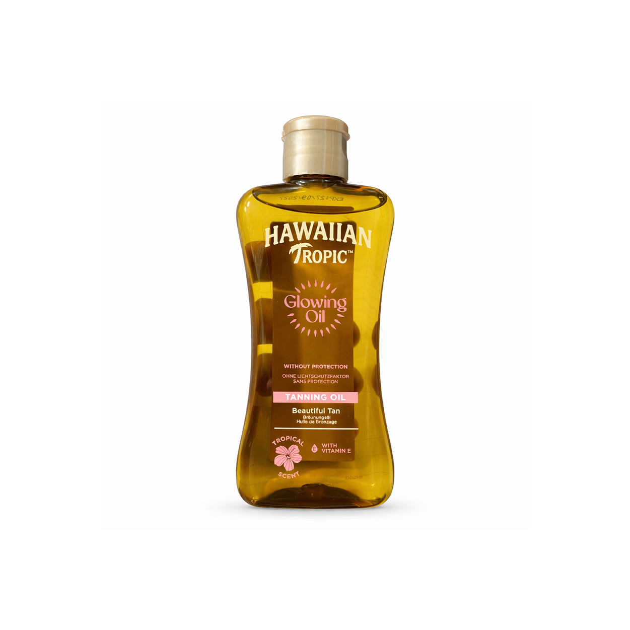 Hawaiian Tropic Glowing Oil Tanning Oil 200ml bottle for enhancing deep tan and radiant skin without SPF