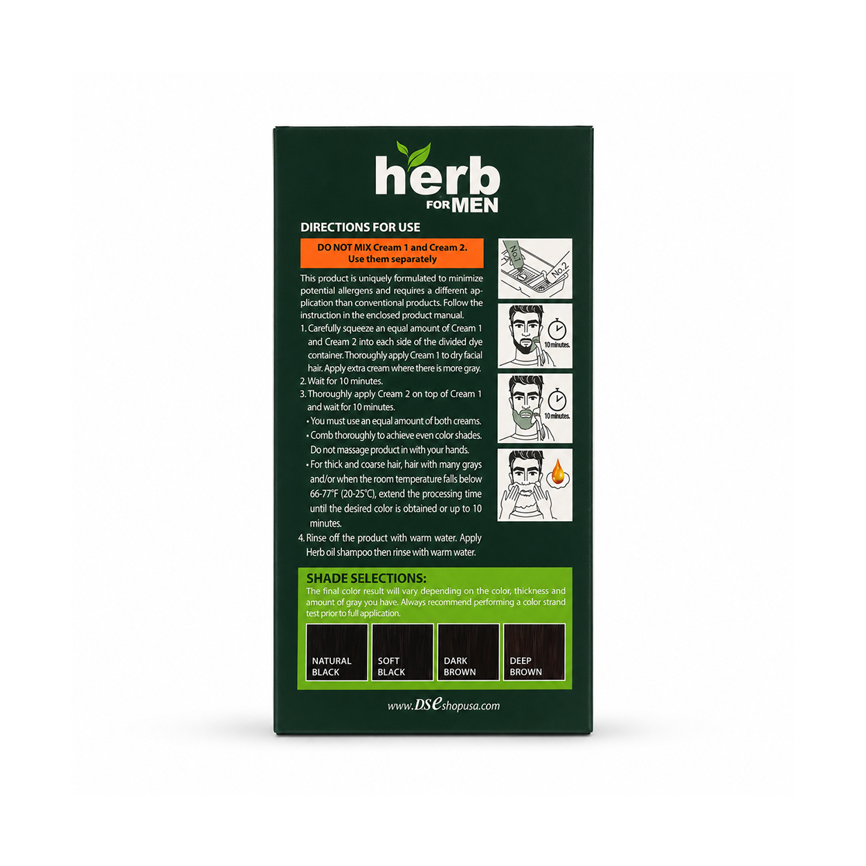 Herb For Men Easy Brush In Color Mustache, Beard & Sideburns Dark Brown beard color kit with gentle grey hair coverage, 30g x2 + 3mL shampoo.