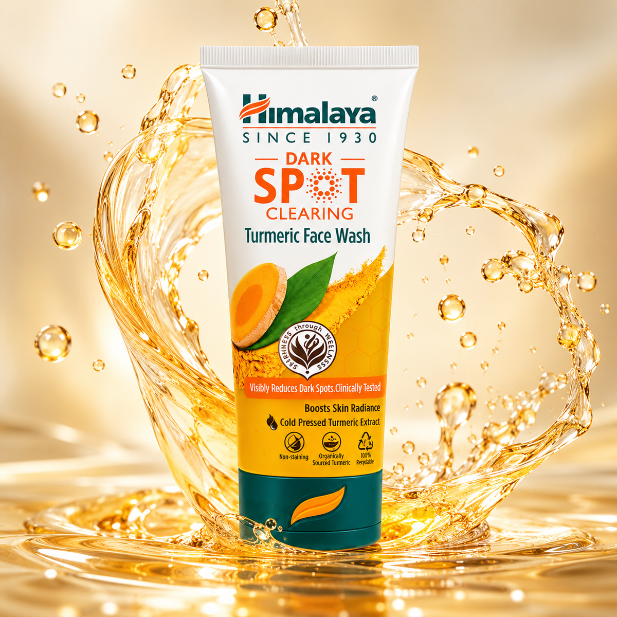 Himalaya Dark Spot Clearing Turmeric Face Wash 100ml for visibly reducing dark spots and boosting skin radiance