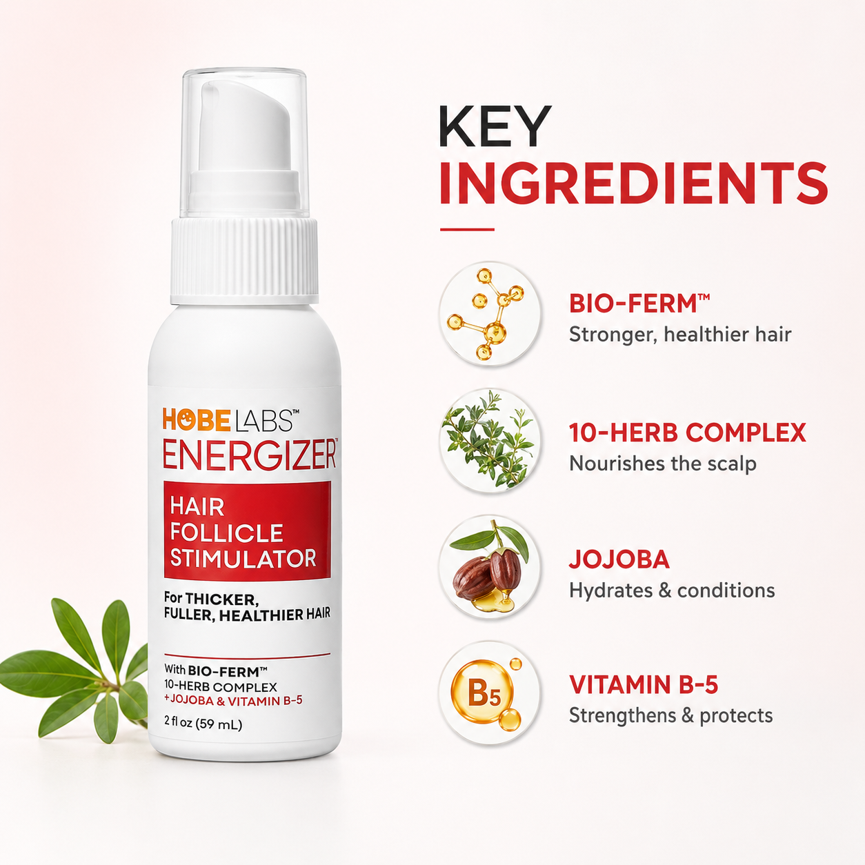 Hobe Labs Energizer Hair Follicle Stimulator 59ml hair growth treatment spray for fuller, healthier-looking hair and scalp care