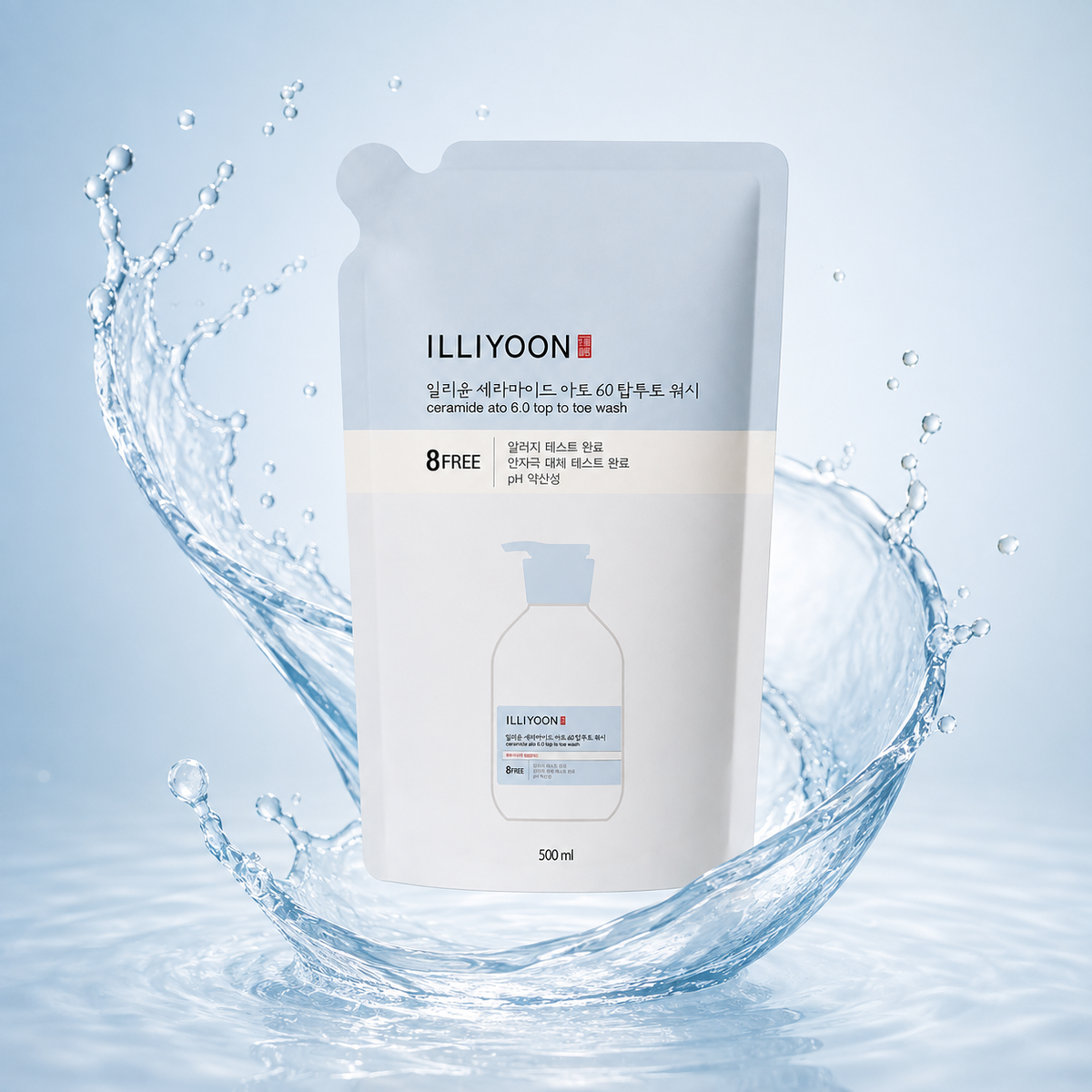 ILLIYOON Ceramide Ato 6.0 Top to Toe Wash body cleanser refill pouch 500ml for gentle sensitive skin care