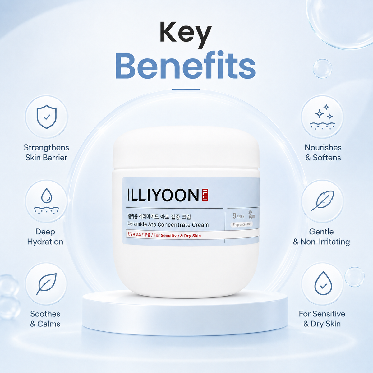 ILLIYOON Ceramide Ato Concentrate Cream 500ml for sensitive and dry skin, with ceramide barrier care