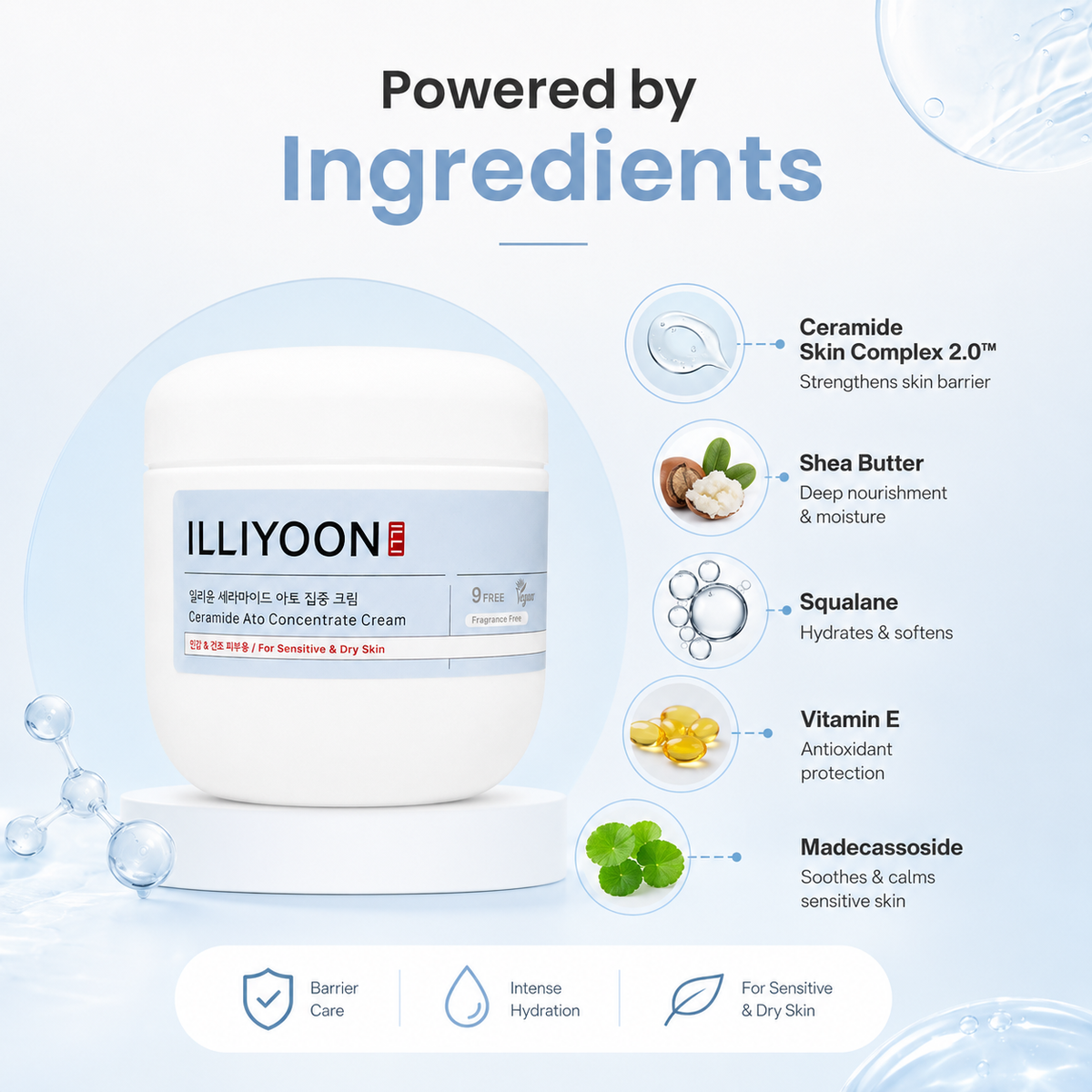 ILLIYOON Ceramide Ato Concentrate Cream 500ml for sensitive and dry skin, with ceramide barrier care