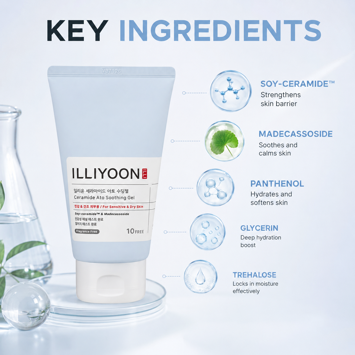 ILLIYOON Ceramide Ato Soothing Gel 175ml soothing moisturizer for sensitive dry skin and daily hydration