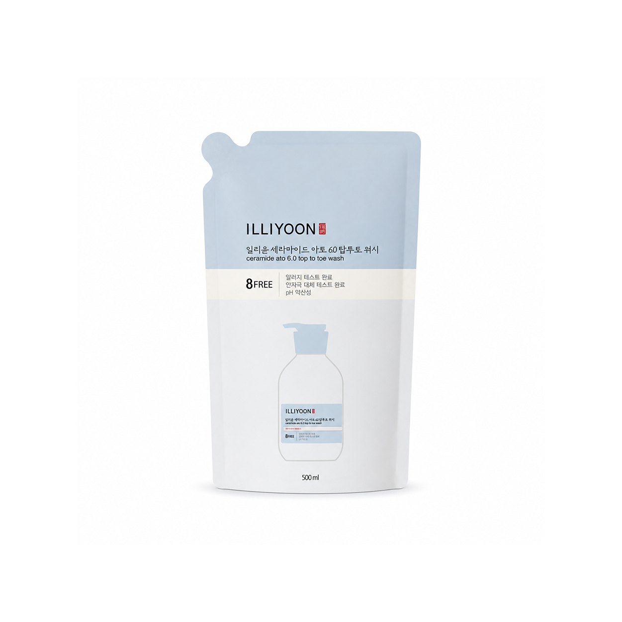 ILLIYOON Ceramide Ato 6.0 Top to Toe Wash body cleanser refill pouch 500ml for gentle sensitive skin care