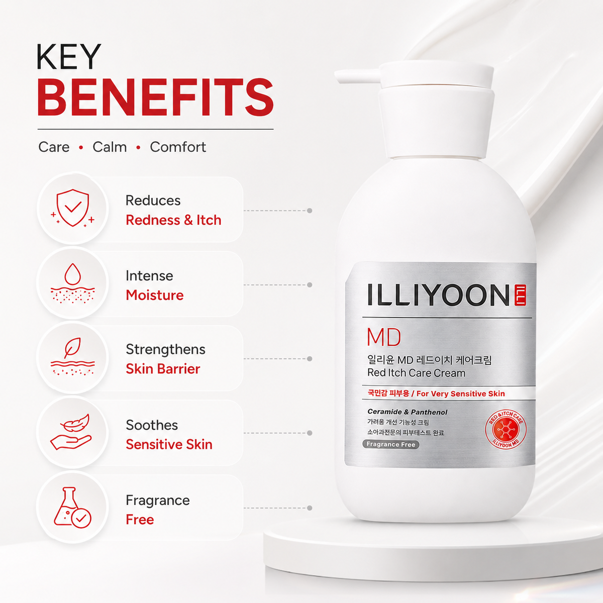ILLIYOON MD Red Itch Care Cream 330ml sensitive skin body cream for dry skin and itch relief
