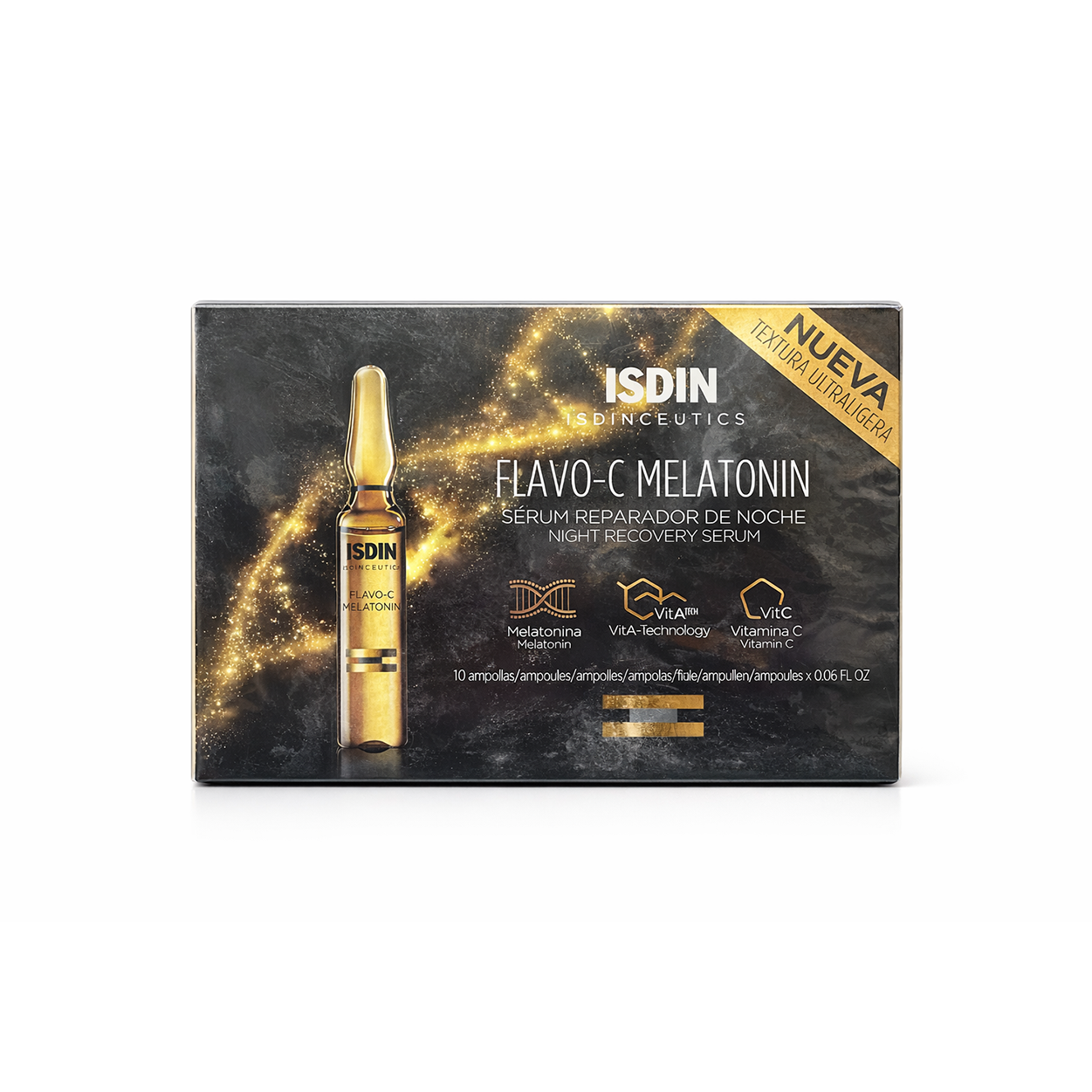 ISDIN Flavo-C Melatonin Night Recovery Serum 10 ampoules 2ml vitamin C night face serum for skin repair