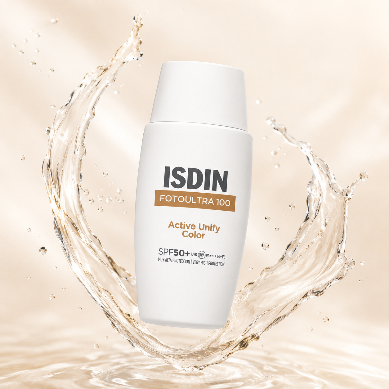 ISDIN FotoUltra 100 Active Unify Color SPF50+ tinted facial sunscreen 50ml helping protect against pigmentation and UV damage.
