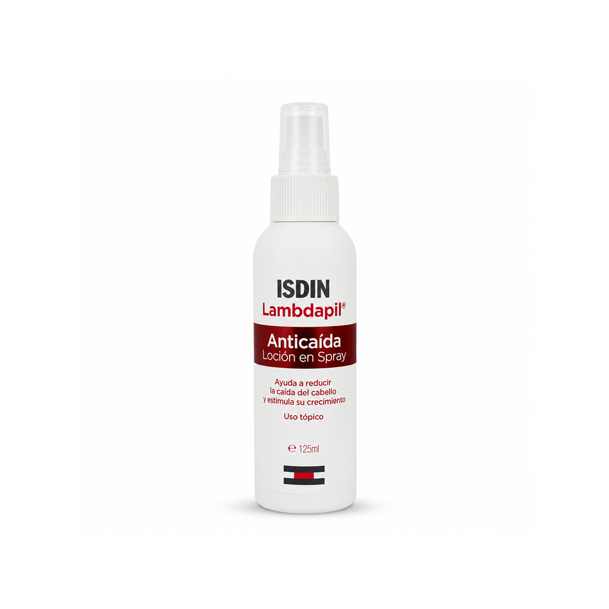 ISDIN Lambdapil Anti-Hair Loss Lotion Spray 125ml for reducing hair loss and promoting healthier, fuller-looking hair.