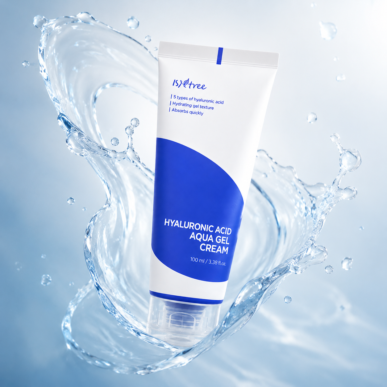 ISNTREE Hyaluronic Acid Aqua Gel Cream 100ml hydrating face gel cream with 5 types of hyaluronic acid for deep daily hydration.
