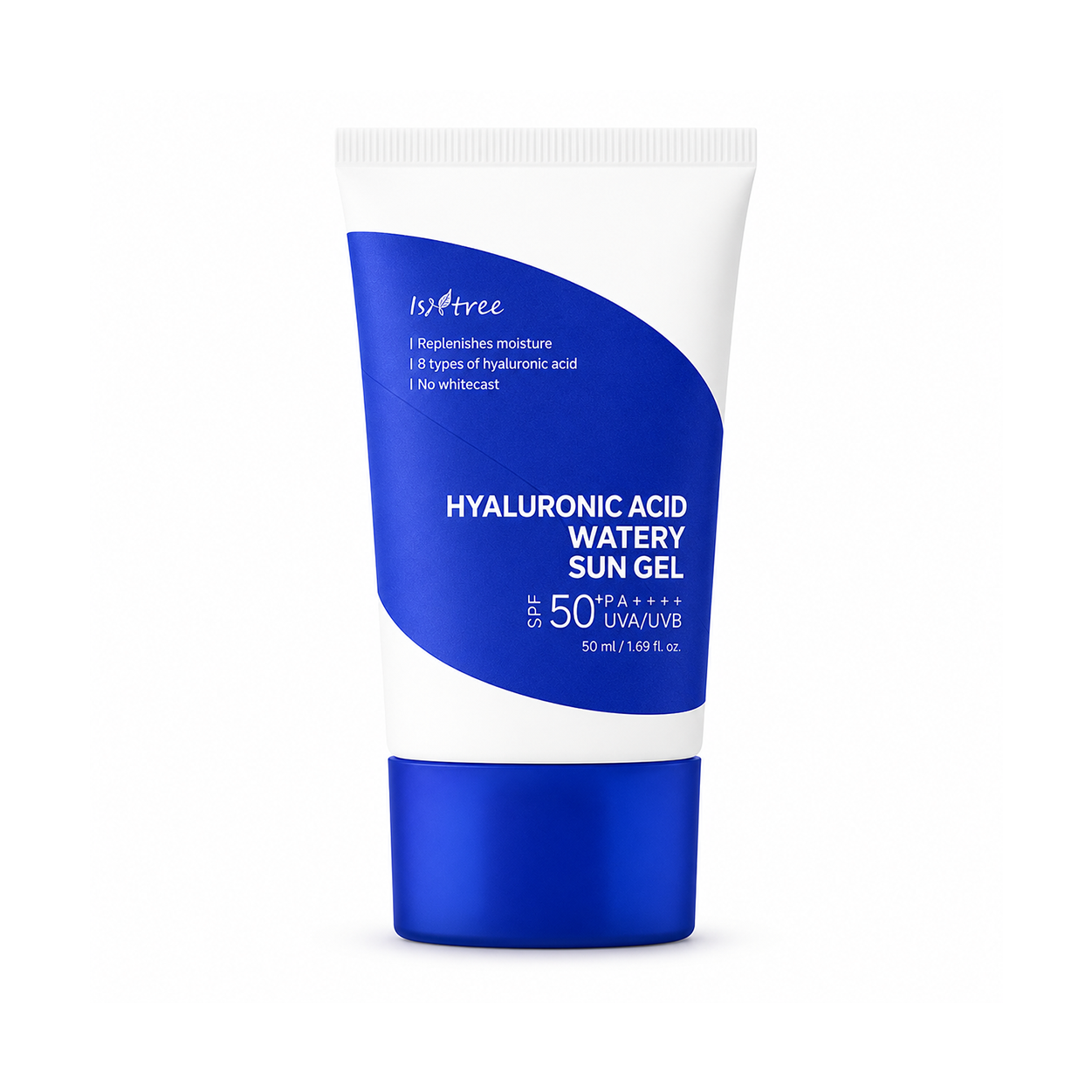 Isntree Hyaluronic Acid Watery Sun Gel SPF50+ PA++++ hydrating facial sunscreen 50ml with lightweight no white cast protection.
